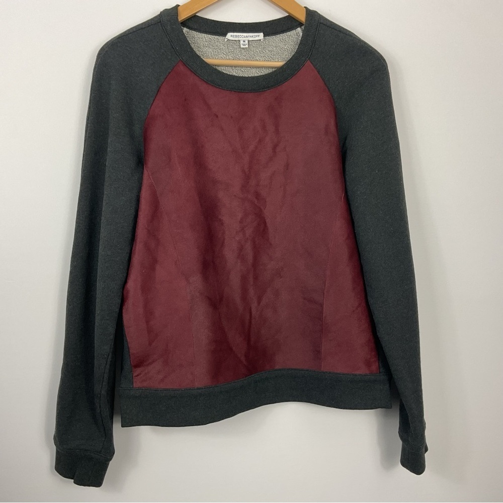 Rebecca Minkoff Calf Leather Fur Hair Sweatshirt Womens Medium